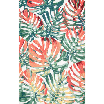 Contemporary Country and Floral Area Rug, Multi, 4'