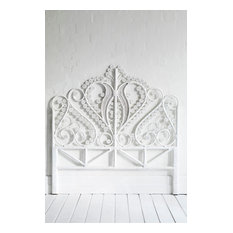 Queen Peacock Bed Head White