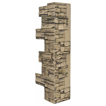 Faux Stone Wall Panel - ALPINE, Mocha, 36" Corner