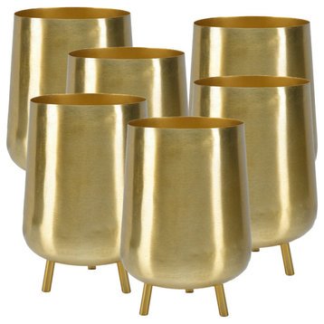 Serene Spaces Living 8" Gold Three Footed Planter, Pack of 6
