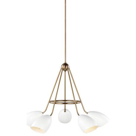 Sea Gull Lighting Summer 3175905-115 Five Light Chandelier in Satin Brass