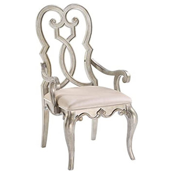 62203 Arm Chair, Set of 2, Ivory Velvet and Antique Champagne Finish