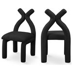 Meridian Furniture - Xena Boucle Fabric Upholstered Accent/Dining Chair, Black - Make a bold statement in your home's decor with the striking Xena Boucle Fabric Accent/Dining Chair. The luxurious black boucle fabric paired with the solid wood inner frame not only exudes comfort and durability but also adds a touch of sophistication to your living space. Its unique and artful design is bound to captivate the eyes of anyone who enters your home.