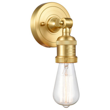 Bare Bulb 1 Light Sconce, Satin Gold