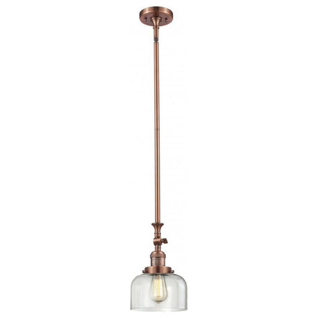 Franklin Restoration Large Bell 1 Light Mini Pendant, Antique Copper, Clear
