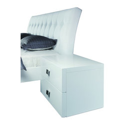 Scarlet High Gloss White 2 Drawers Nightstand - Nightstands And Bedside Tables