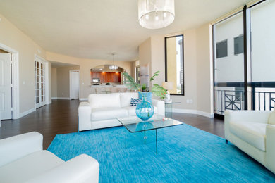 This is an example of a mid-sized contemporary living room in Miami.