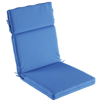 High-Back Patio Chair Cushion For Outdoor Furniture and Rocking or Dining Chairs, Blue