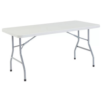 4 Pack Folding Table, Wishbone Shaped Legs With Large Lightly Spotted Grey Top