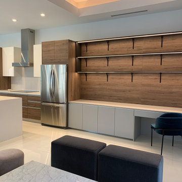 Custom Kitchen and Work Station with matching Back Panel