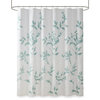 Madison Park Cecily Devore Botanical Shower Curtain With Liner, Seafoam Blue