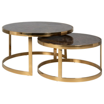 Gold Framed Marble Nesting Coffee Table | OROA Conrad