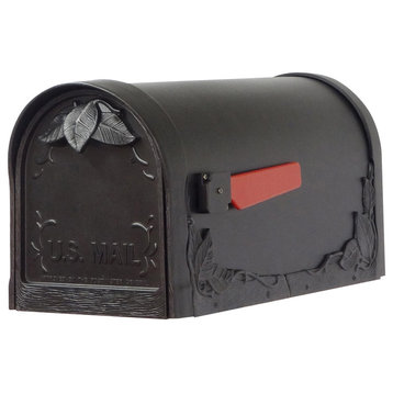 Floral Curbside Mailbox, Black