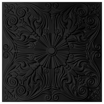 Art3d Decorative Drop Ceiling Tile 2x2ft Glue up, Lay in Ceiling Tile 12-Pack, Black