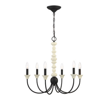 Meadow Place 6 Light Chandelier In Cottage White/Espresso (52626-CWESP)