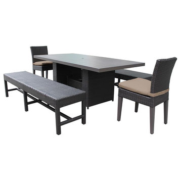 Barbados Rectangular Outdoor Patio Dining Table With 2 Chairs and 2 Benches