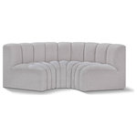 Meridian Furniture - Arc Boucle Fabric Upholstered 3-Pc. Inward Curved Modular Sectional, Grey - Give your living room or den the perfect blend of style and versatility with this Arc boucle fabric curved modular Sectional. Part of the Arc modular furniture collection, this Sectional comes upholstered in rich grey boucle fabric and features deep channel tufting that adds a touch of luxury while enhancing comfort and support. A seamless combination of form and function, this chair can be used with other Arc pieces to create a myriad of configurations in your well-curated room.