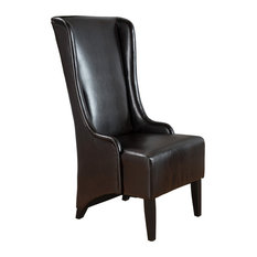 Gdfstudio Haddone High Back Brown Leather Dining Chair Dining Chairs Gdfstudio Haddone High Back Brown Leather Dining Chair Dining Chairs