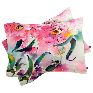 Deny Designs Ginette Fine Art Pink Camellias Pillow Shams, Queen