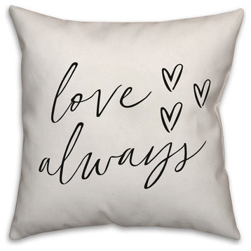 Love Always Black And White Throw Pillow Cover, 20x20
