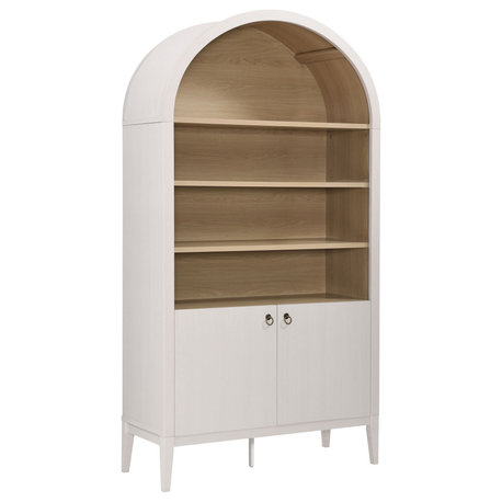 Nolan 74" Tall Wide Arched Storage Display Cabinet Bookshelf