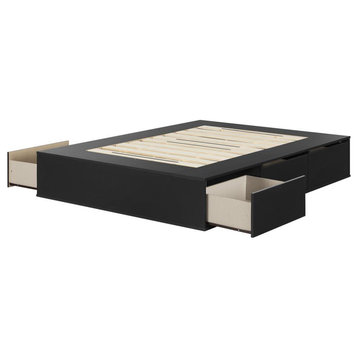 Fusion 6-Drawer Platform Bed, Pure Black