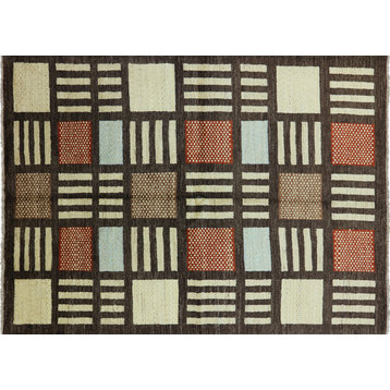 TraditionalHand Knotted Wool Multicolor/Brown Gabbeh Lori Buft Rug H6292