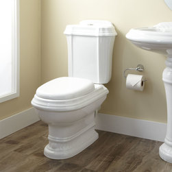 JULIAN DUAL-FLUSH EUROPEAN REAR OUTLET TOILET - TWO-PIECE - ELONGATED - WHITE - Toilets