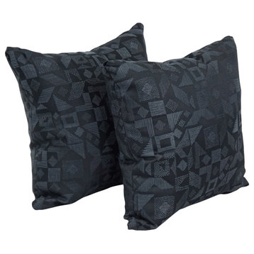 17" Jacquard Throw Pillows With Inserts, Set of 2, Nina Jet