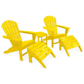 Polywood South Beach Adirondack 5-Piece Set, Lemon