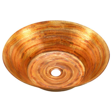 Round Vessel Bathroom Copper Sink Very Thick Gauge 14