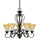 Quoizel - Quoizel DH5005PN Five Light Chandelier Duchess Palladian Bronze - Indulge in classic European elegance for your home with this refined design fit for royalty. The hand forged iron is twisted into graceful curves while the trumpeted shades celebrate the beauty of light with their warm gradation of color.