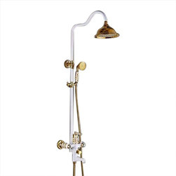 Riio Exposed Bathroom Shower Set - Complete with Mixer, Rainfall Shower Head - Showerheads And Body Sprays