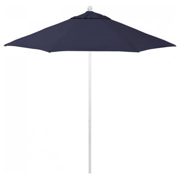 9' Patio Umbrella White Pole Fiberglass Ribs Push Lift Pacific Premium, Captains Navy