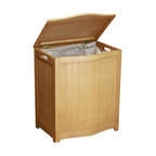 Oceanstar Bowed Front Wood Laundry Hamper With Interior Bag, Natural
