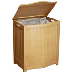 Oceanstar - Oceanstar Bowed Front Wood Laundry Hamper With Interior Bag, Natural - Contemporary design for your bed or bath by adding this laundry hamper to your home decor. This laundry hamper is a solid wood construction hamper; it adds durability and elegance to any room and helps to keep your room neat and contemporary. This laundry hamper comes with a canvas bag and double hinges with hardware and other accessories to assemble. There are also rubber bumpers on the lid which help to prevent damage to the hamper. Two hand grips on the side makes it easy for you to carry your clothes to your laundry room or you can also take out the canvas bag to your laundry room. This beautiful hamper is functional while adds class and style to your room. Assembly required. Hamper Size: 24.25"H x 15"D x 20.25"W. Assemble weight: 13 lbs.