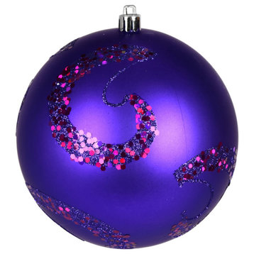 Vickerman N191766D 4.75" Purple Matte Sequin Swirl Ornament, 4 per Bag