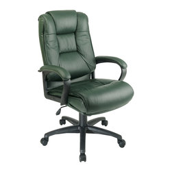 High Back Green Executive Leather Office Chair - Office Chairs