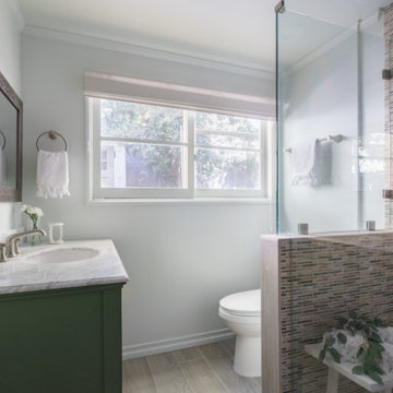 Beige and Green Bathroom Remodel