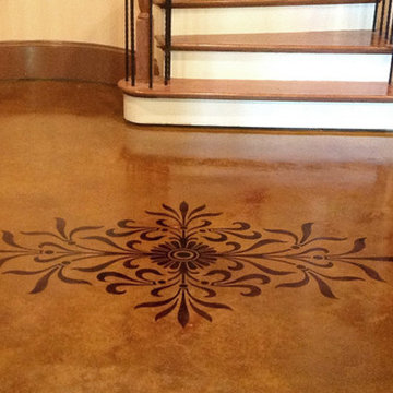 Custom Stained and Stenciled Entryway Floor
