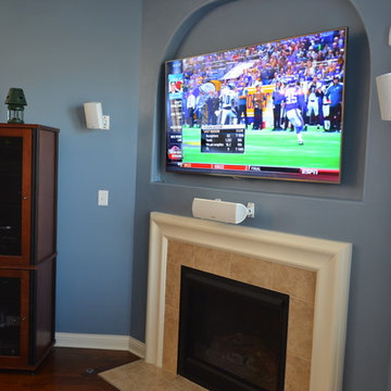 Fishers, IN - 65" Mounted TV Panel, Audio Rack & Surround Sound