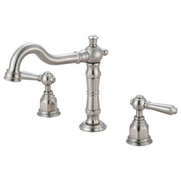 Americana Two Handle Bathroom Widespread Faucet, Pvd Brushed Nickel