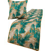 Green Satin King 90"x18" Bed Runner Only, Plam Leaves and Quilted Palms