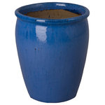 EMISSARY - Round Pot, Light Blue 17x20 - This Round planter is crafted of ceramic with a Light Blue glaze. Suitable for outdoor and indoor use. Adds color and texture to your home or garden.