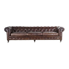 Extra Long Sofas Houzz Burleson Home Furnishings Genuine Vintage Leather Top Grain Chesterfield Extra Long Sofa Sofas