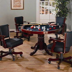 Coaster 100201-Set Oak 5 Piece 3-in-1 Game Table Set - Dining Sets