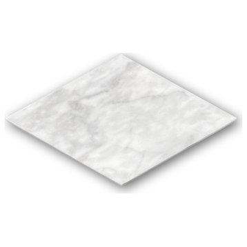 4"x8" Carrara White Marble Rhomboid Diamond Tile Polished Carrera, Set of 9