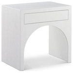 Meridian Furniture - August Night Stand, White - Transform your home with the stunning August White Nightstand. This piece boasts a simple, yet elegant design. Constructed with oak wood veneer, the nightstand features a rich whiute finish that adds a touch of sophistication to any room. The push-to-open drawer mechanism makes it easy to access your belongings without any hassle. Add a stylish and comfortable touch to your bedroom with this beautiful nightstand.