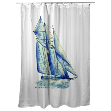 Betsy Drake Blue Sailboat Shower Curtain