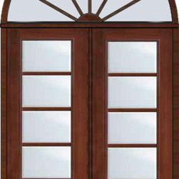 Prehung Patio Transom Double Door 96 Fiberglass 3/4 Lite 4 Lite - Patio Doors